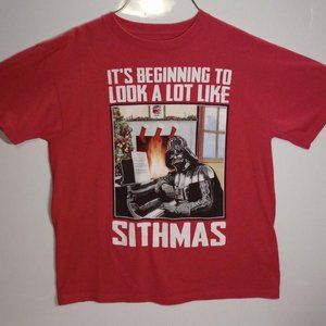Star Wars Darth Vader Sithmas Christmas Holiday Red Tee T-Shirt Size L